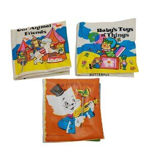Stahlwood Toy 2 Plastic Padded Book squeaks & Dolly Toy book vinyl lot of 3